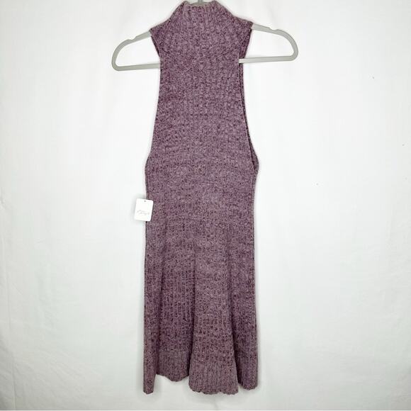FREE PEOPLE Claude Mockneck Mini Knit Dress Brandy Wine NWT in Medium - Picture 7 of 7